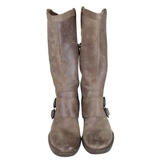 Born Magda Riding Boots Leather Brown Monk Strap W22414 Women's Size 7 Mid Calf - Picture 3 of 6